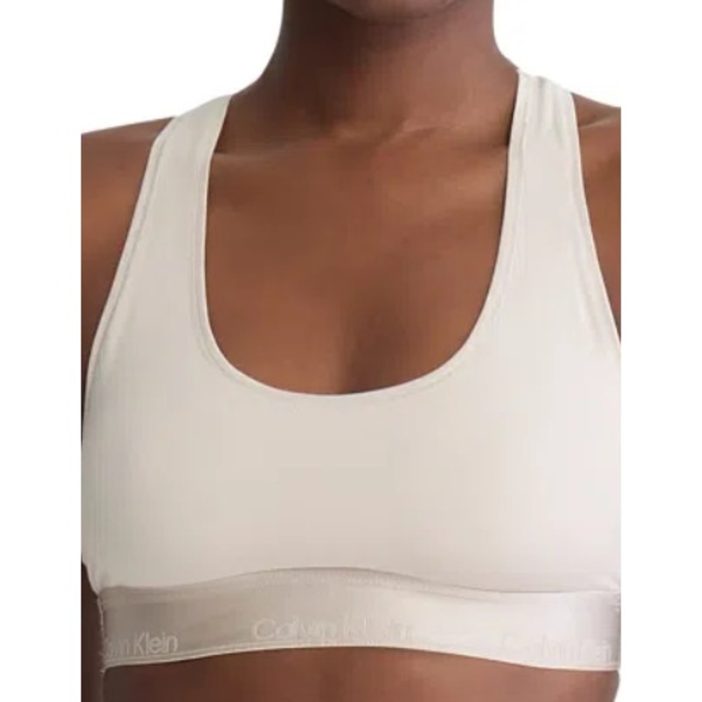 Calvin Klein Womens Small Modern Cotton Unlined Bralette QF7990 in Cocoon 587